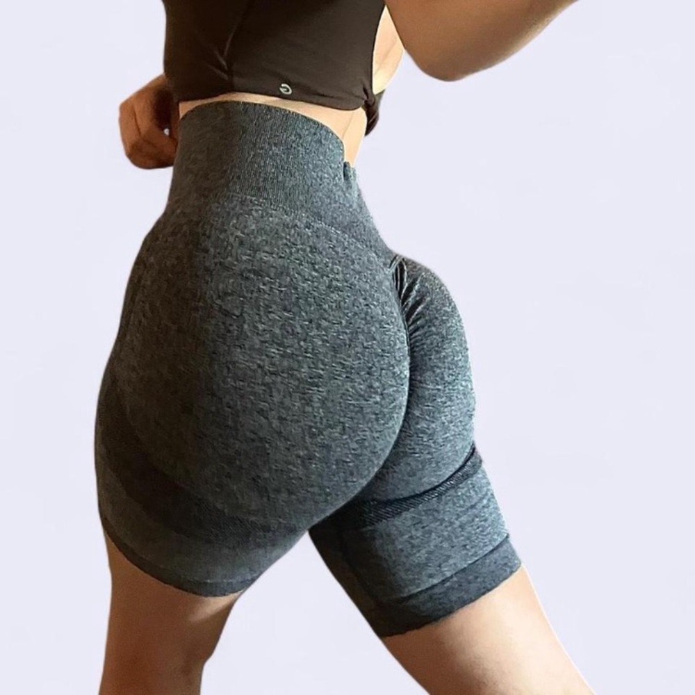 Dark Heathered Grey Seamless Booty Scrunch High Rise Shorts